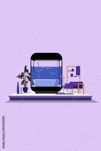 Floating Smart Mirror in Modern Bathroom