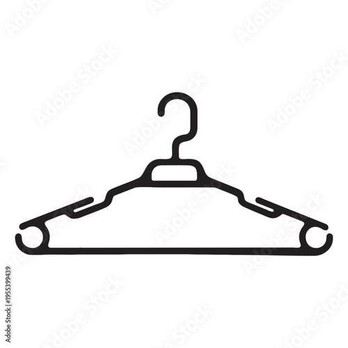 Minimalist Clothes Hanger Icon, Black Linear Clothes Rack Vector Illustration, Fashion and Laundry Concept Symbol