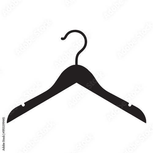 Minimalist Clothes Hanger Icon, Black Linear Clothes Rack Vector Illustration, Fashion and Laundry Concept Symbol
