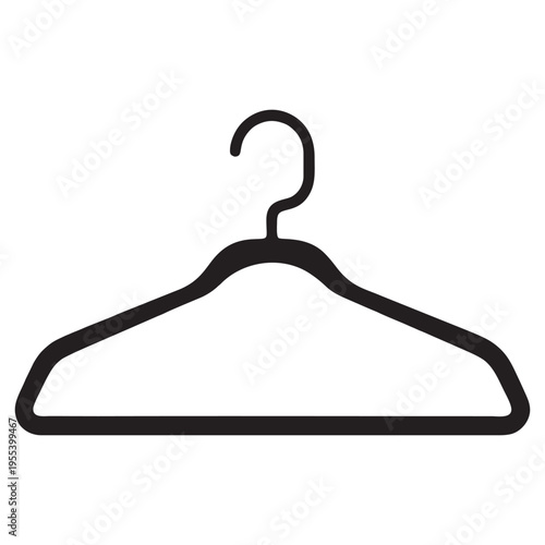 Minimalist Clothes Hanger Icon, Black Linear Clothes Rack Vector Illustration, Fashion and Laundry Concept Symbol
