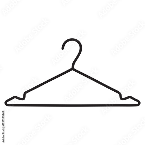 Minimalist Clothes Hanger Icon, Black Linear Clothes Rack Vector Illustration, Fashion and Laundry Concept Symbol