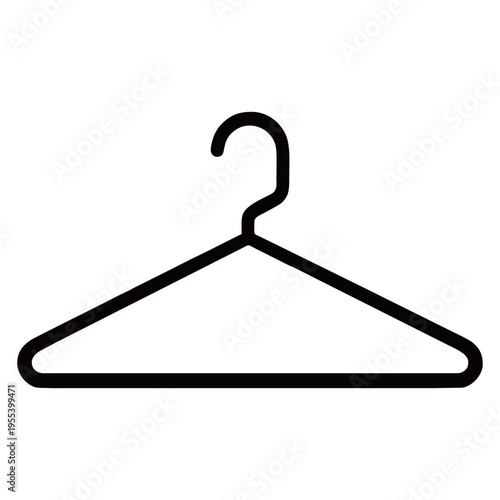 Minimalist Clothes Hanger Icon, Black Linear Clothes Rack Vector Illustration, Fashion and Laundry Concept Symbol