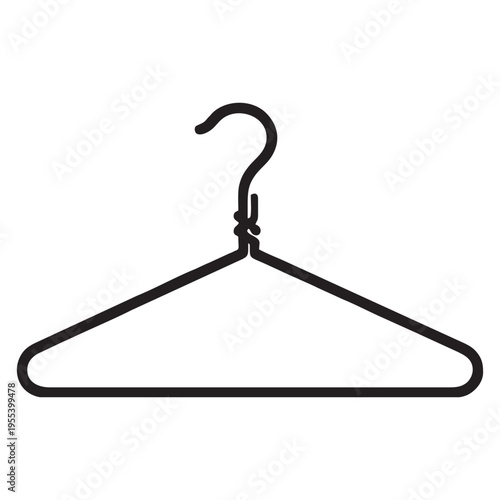 Minimalist Clothes Hanger Icon, Black Linear Clothes Rack Vector Illustration, Fashion and Laundry Concept Symbol