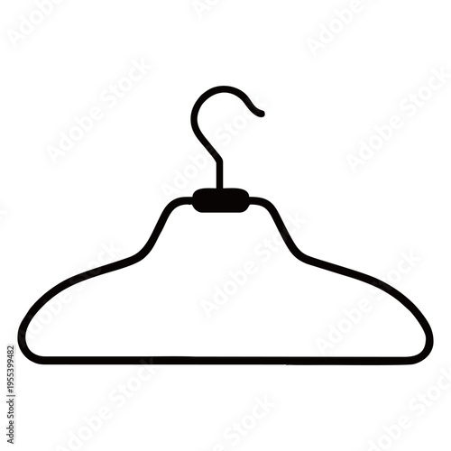 Minimalist Clothes Hanger Icon, Black Linear Clothes Rack Vector Illustration, Fashion and Laundry Concept Symbol