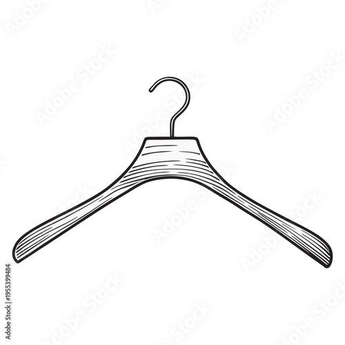 Minimalist Clothes Hanger Icon, Black Linear Clothes Rack Vector Illustration, Fashion and Laundry Concept Symbol
