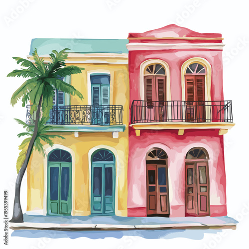 Havana. Havana hand drawn watercolor illustration