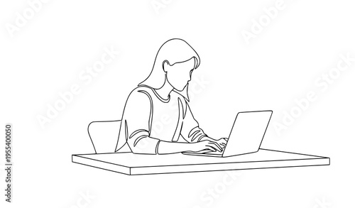Work from home freelancer outline vector illustration