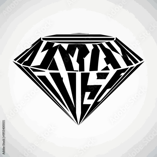 Diamond Shape Logo with Text Inside, Luxury Gemstone Graphic Design