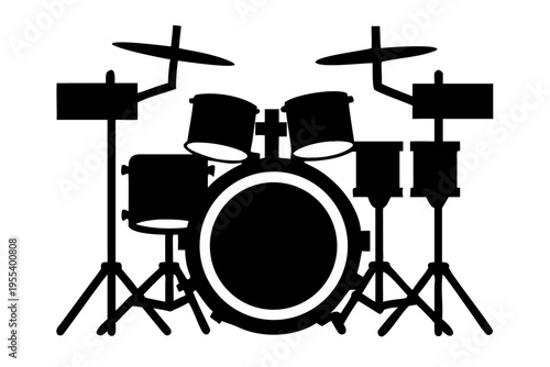 floor tom drum instrument silhouette illustration for music rhythm percussion and sound design