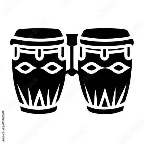 bongos drum instrument icon silhouette illustration for music rhythm percussion and latin sound design