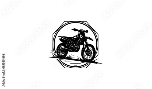 Off road dirt bike logo emblem motocross motorcycle badge rugged adventure vector