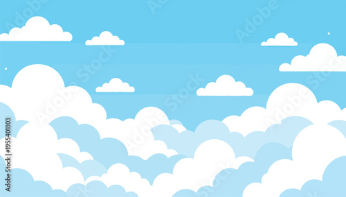 The serene blue sky with scattered white clouds on a sunny day