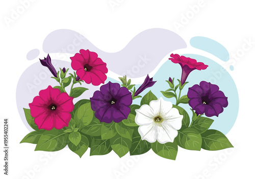 Fotografía Vibrant flowers bloom in a lush garden with green leaves and colorful petals