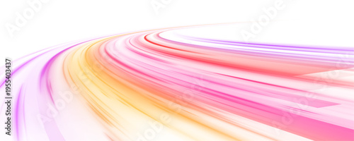 High speed IT technology concept, abstract stripes as data transfer on white background in png format. A colorful motion background of city light trails.	