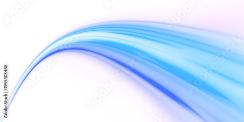 Vector png blue glowing lines air flow effect. Wavy transparent curved lines in the form of a blue wave, dynamically flowing sea water in a large set of different contour shapes.	