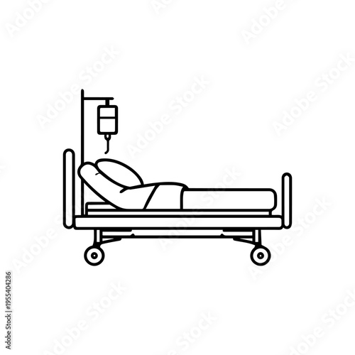 hospital bed line icon, outline vector image
Vector line icon on a white background
Health, anatomy