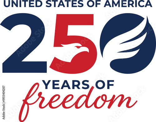 United states of america 250 years of freedom logo on white background