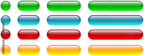 Colorful buttons isolated set, navigation panel for website with shiny glass ...