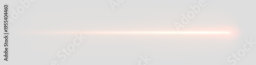 Laser beam on gray background, moving light streak ray, glowing comet light flare.