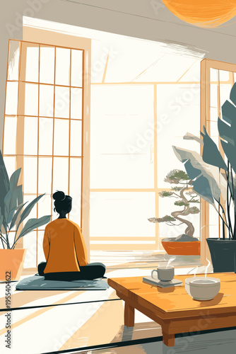 Morning Tea by Shoji Screen Divider