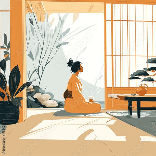 Morning Tea by Shoji Screen Divider