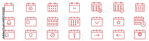 Calendar icon set. Containing date, schedule, month, week, appointment, agenda, organization and event icons. Solid icon collection. Vector illustration.