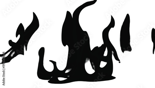 A single, irregularly shaped black liquid mass suggests a bizarre, distorted, and flowing organic form.