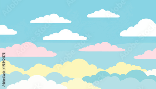 The sky is filled with fluffy white clouds on a sunny day