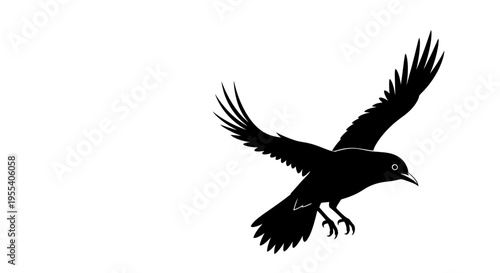 in flight with wings spread against a blue sky