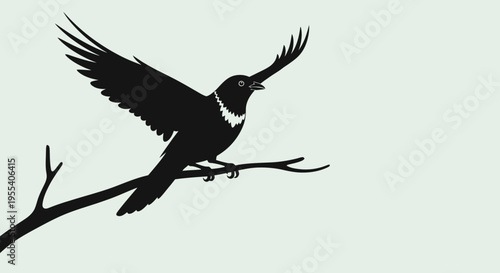 in flight with wings spread against a blue sky