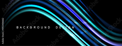 Abstract flowing lines, vibrant colors, dark background. Modern design element, dynamic curves, sleek presentation.