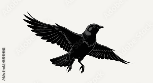 in flight with wings spread against a blue sky