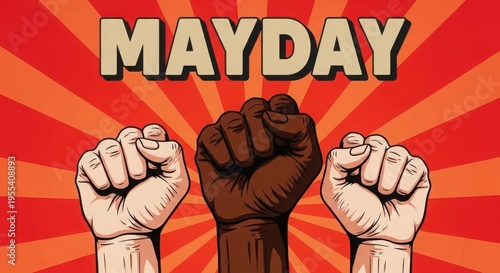Labor day mayday fist unity workers rights protest