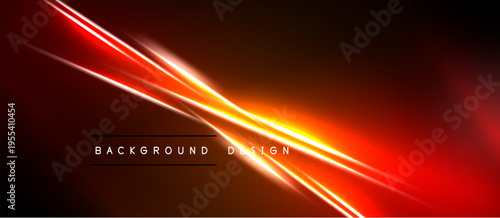 Abstract red neon lines over black background. Dynamic energy flows, creating modern visual impact. Brightness contrasts sharply.