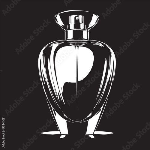 Elegant perfume bottle silhouette isolated minimal luxury fragrance design vector