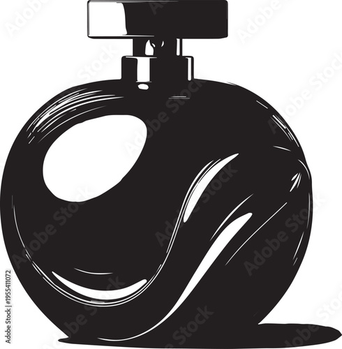 Elegant perfume bottle silhouette isolated minimal luxury fragrance design vector