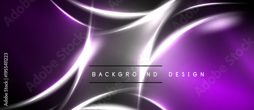 Abstract purple background features flowing white lines. Modern design evokes energy, movement, sleekness. Minimalist aesthetic.