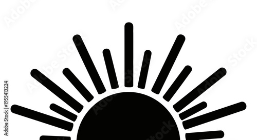 Simple black sun or sunrise icon on a white background.