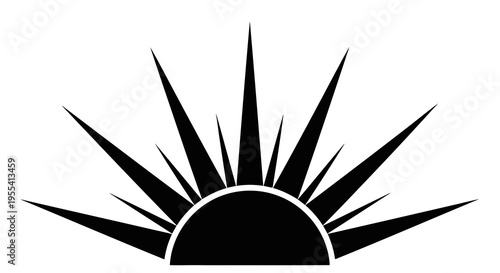 A simple black sun icon on a white background is displayed.