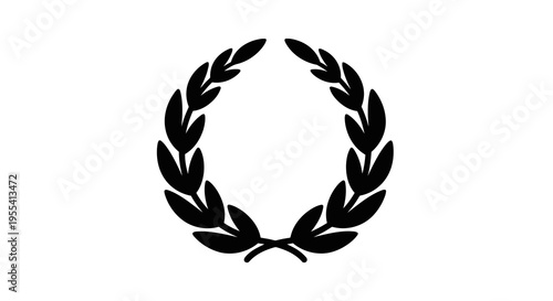 A black laurel wreath symbolizing honor and achievement on a white background