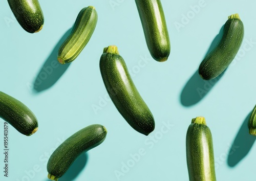 Zucchini on Blue Background - Fresh, Healthy, and Vibrant.