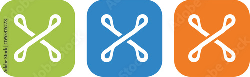 Crossed Cotton Swab Icon Set with Hygiene Cleaning Symbols for Personal Care, Medical Sanitation, Ear Cleaning Tools, and Health Maintenance Design