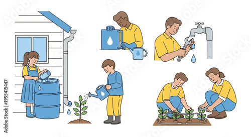 Children Practicing Water Conservation Methods for Sustainable Living