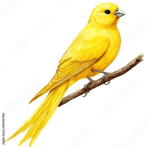 watercolor painting of Canary graphic, isolated on a white background.