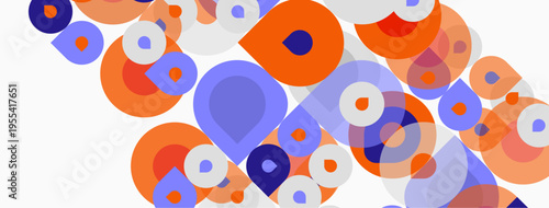 Abstract composition featuring overlapping circles. Orange, purple hues dominate design. Minimalist style, clean aesthetic. Modern graphic element.