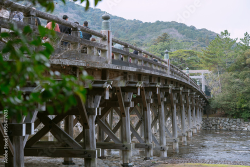 Ujibashi Bridge and Isuzugawa River in Naiku (Kotaijingu) of Ise Jingu, Ise City, Mie Prefecture, Japan