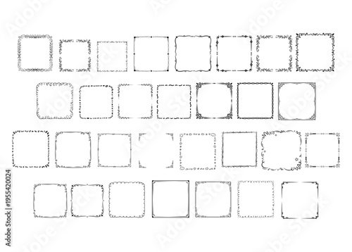 Collection of hand-drawn doodle frames and borders in various shapes.
