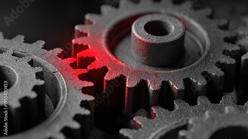 Interlocking gears with red light