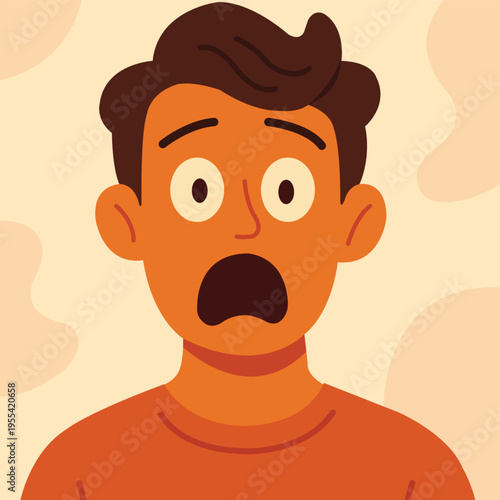 Man showing scared and shocked expression in close up