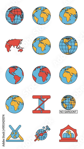 Multiple Globe Images Showing Diverse Countries and Maps in Various Styles